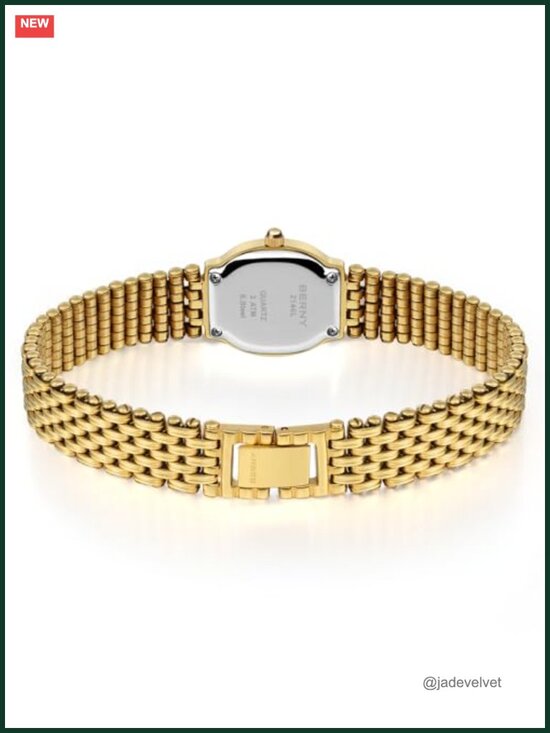 Vintage Gold Oval Quartz Watch for Women, Stainless Steel Bracelet, 3ATM